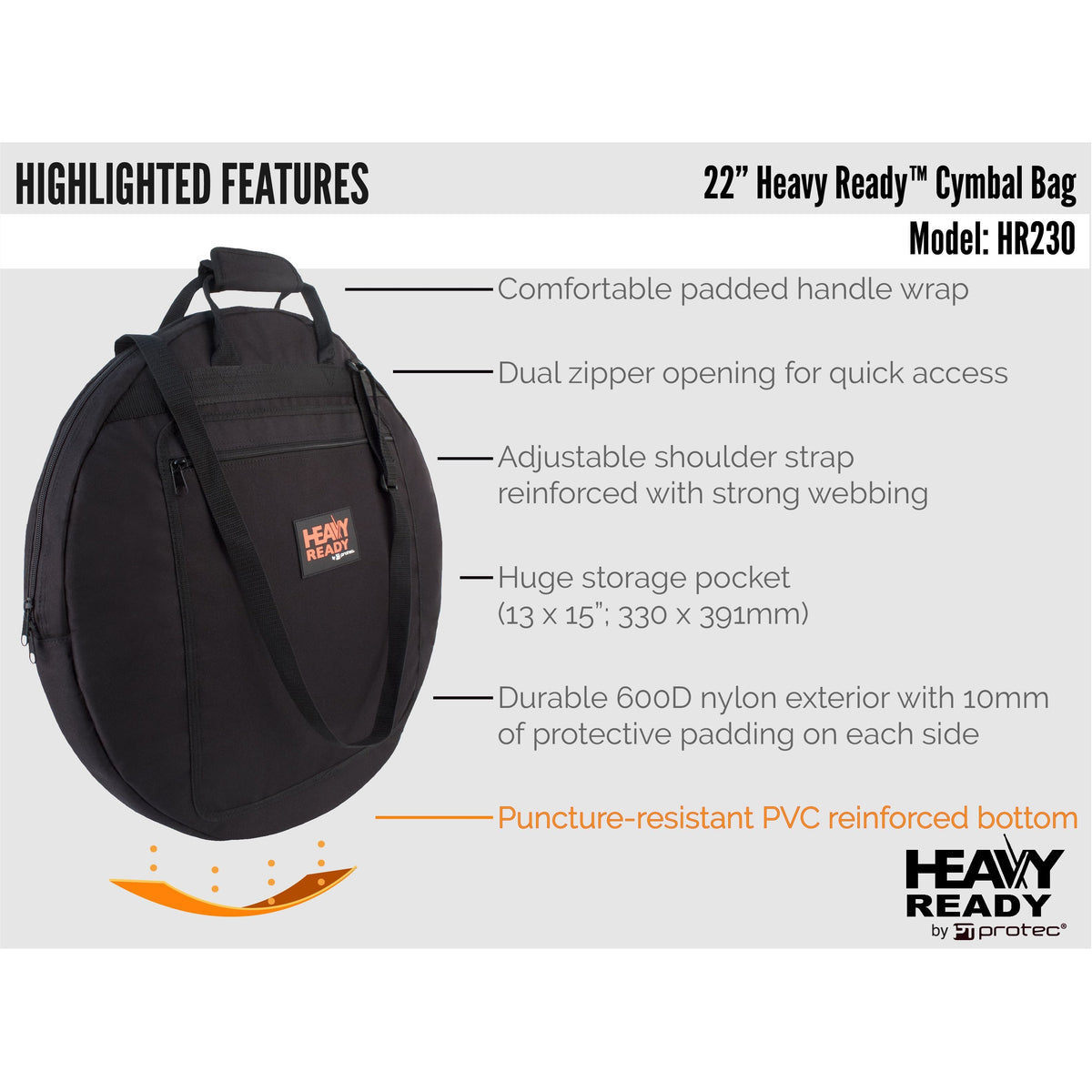 Protec - 22&quot; Cymbal Bag (Heavy Ready Series)-Percussion-Protec-Music Elements