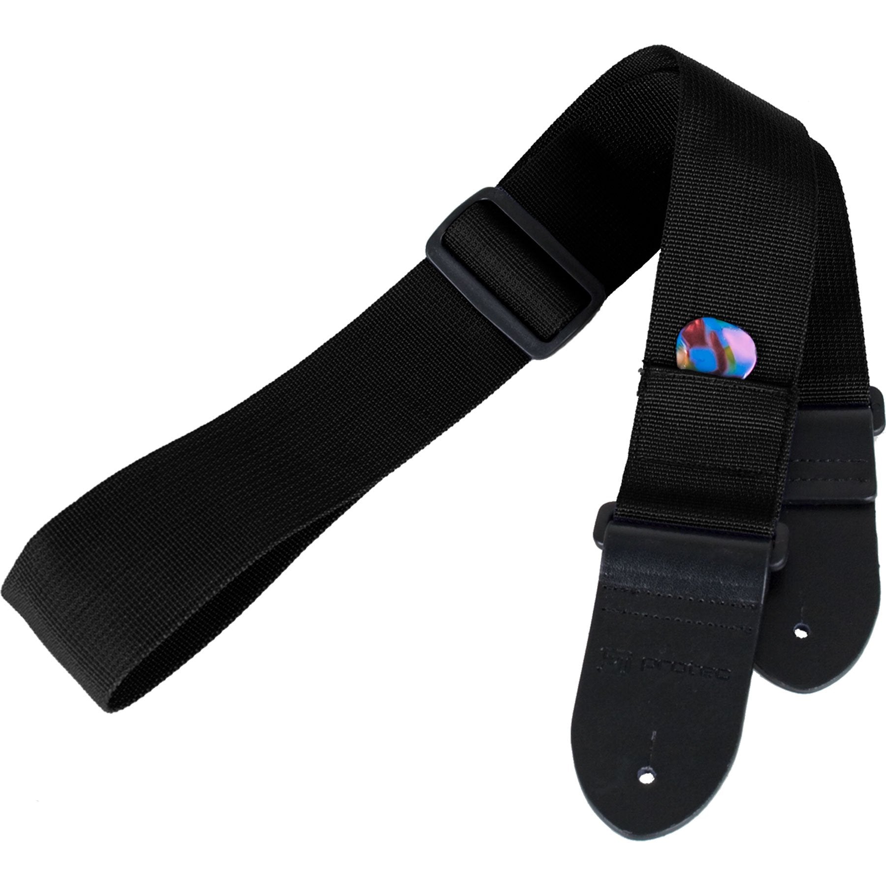 Protec - Nylon Guitar Strap with Leather Ends & Pick Pocket-Accessories-Protec-Black-Music Elements