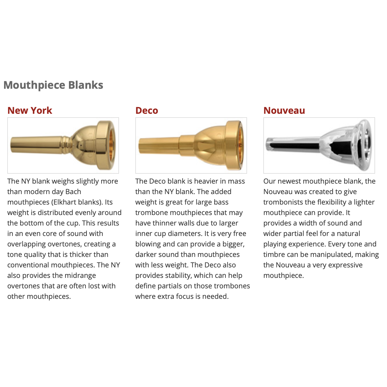 Griego - Classic Bass Trombone Mouthpieces - Music Elements