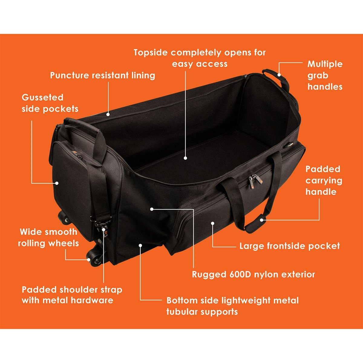 Protec - 36â€³ Hardware Bag with Wheels-Percussion-Protec-Music Elements