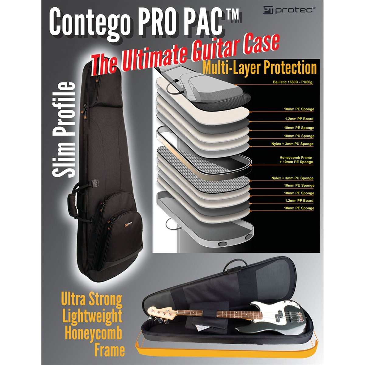 Protec - Electric Bass Guitar Contego PRO PAC Case-Accessories-Protec-Music Elements