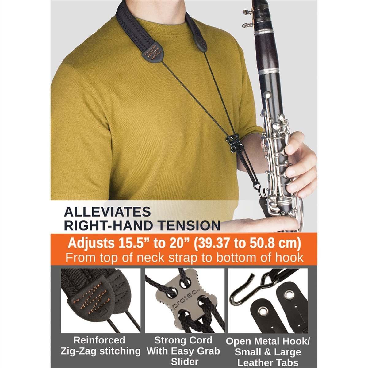 Protec - 20â€³ (Junior) Clarinet Neck Strap with Non-Elastic Cord-Accessories-Protec-Music Elements