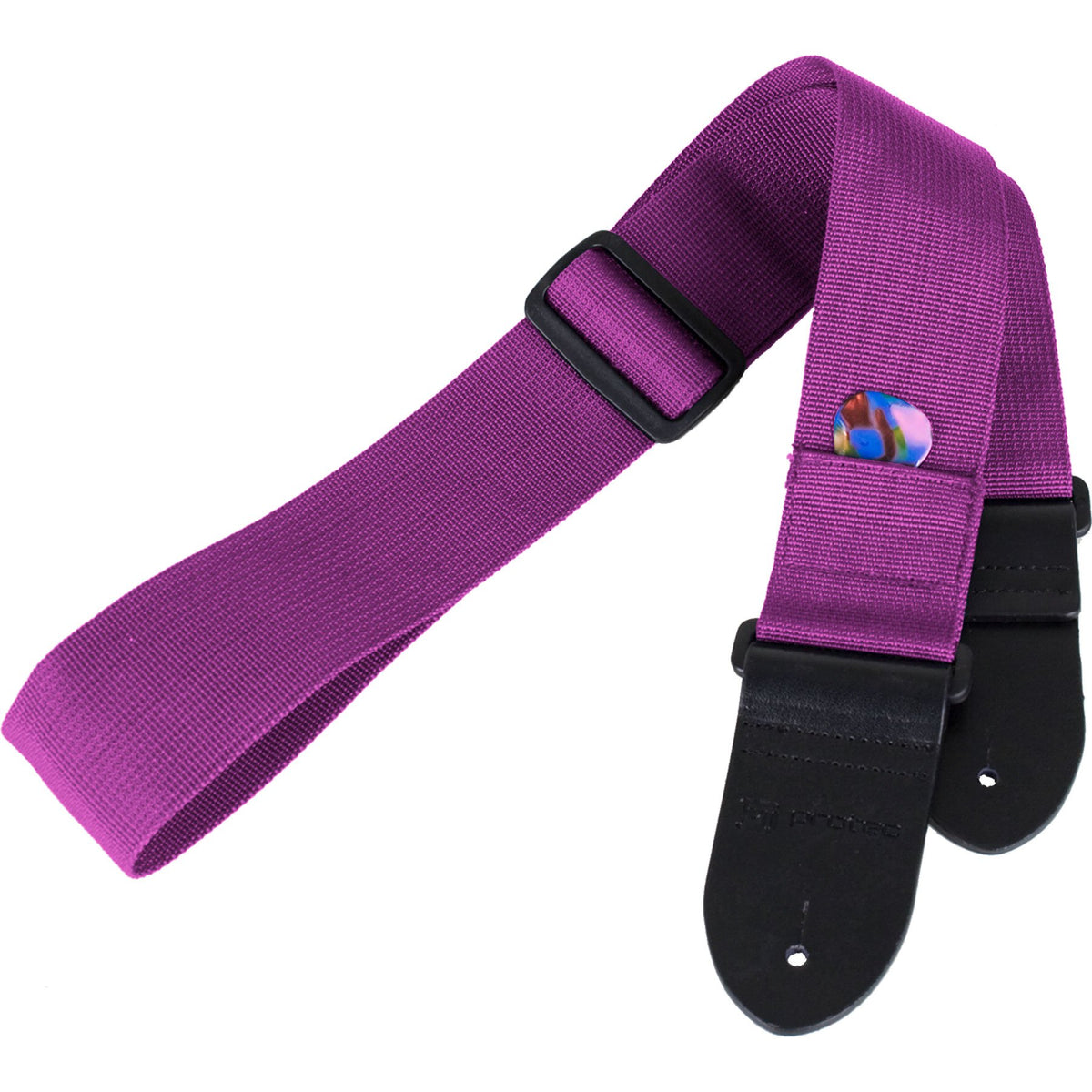 Protec - Nylon Guitar Strap with Leather Ends &amp; Pick Pocket-Accessories-Protec-Grape-Music Elements