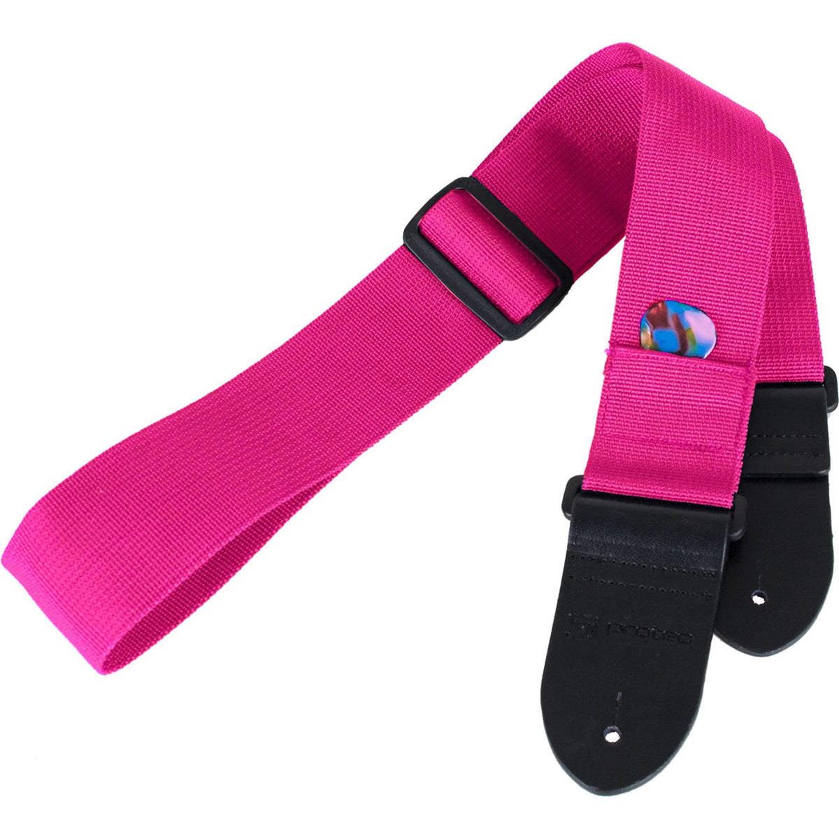 Protec - Nylon Guitar Strap with Leather Ends &amp; Pick Pocket-Accessories-Protec-Strawberry-Music Elements