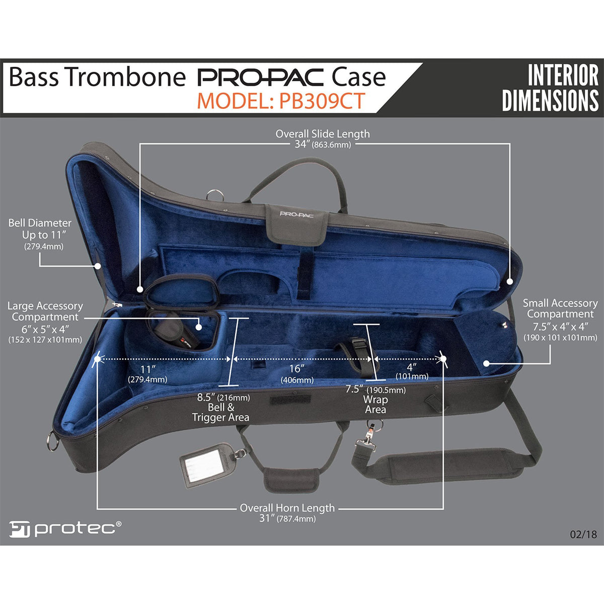 Protec - Bass Trombone PRO PAC Case (Contoured)-Case-Protec-Music Elements