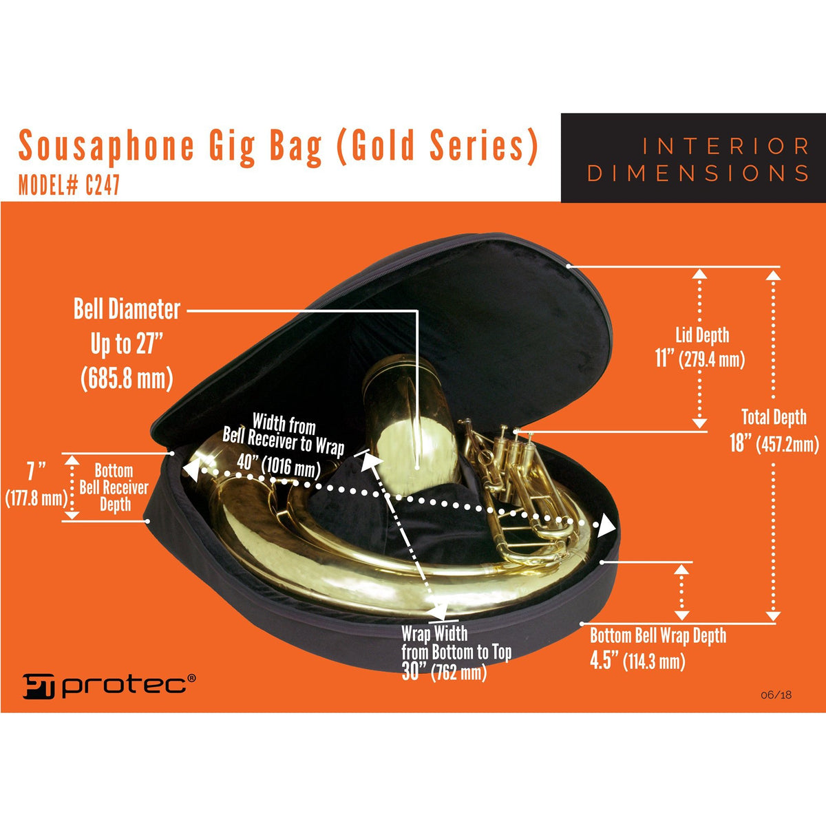 Protec - Sousaphone Gig Bag (Gold Series)-Case-Protec-Music Elements