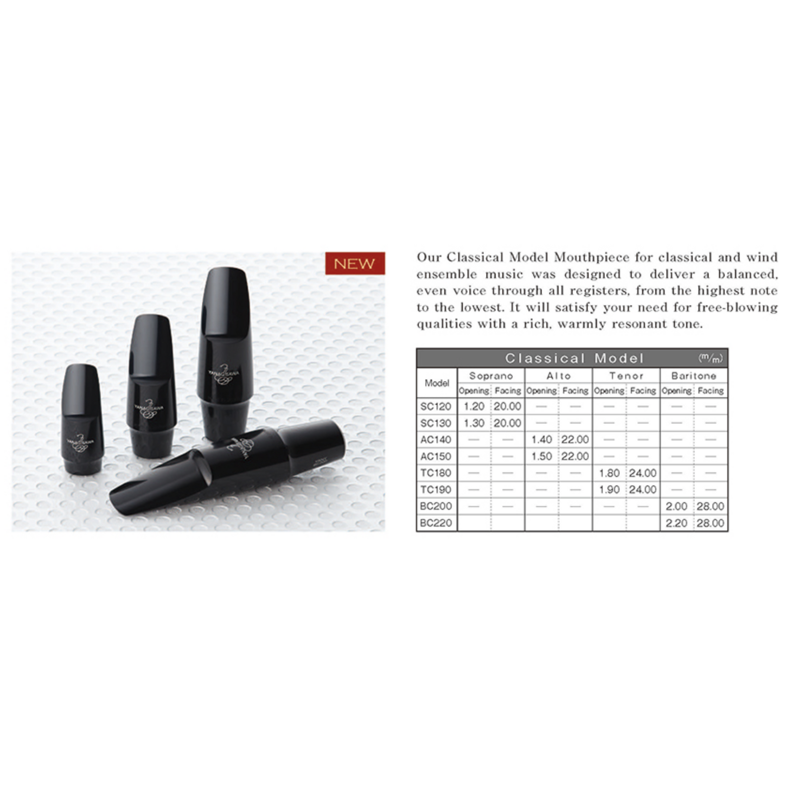 Yanagisawa - Classical Model Mouthpieces for Alto Saxophones-Saxophone-Yanagisawa-Music Elements